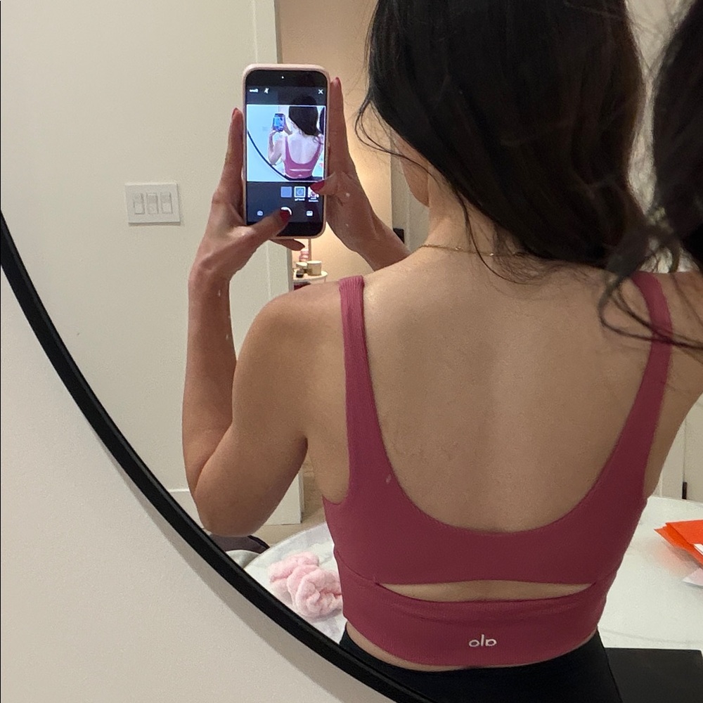 Pink Ribbed Sports Bra - Picture 2 of 2